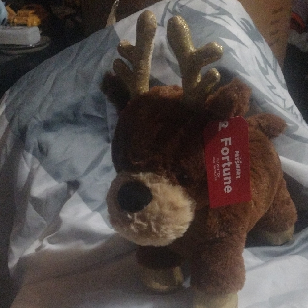 Fortune Brown Plush Reindeer Dog Toy